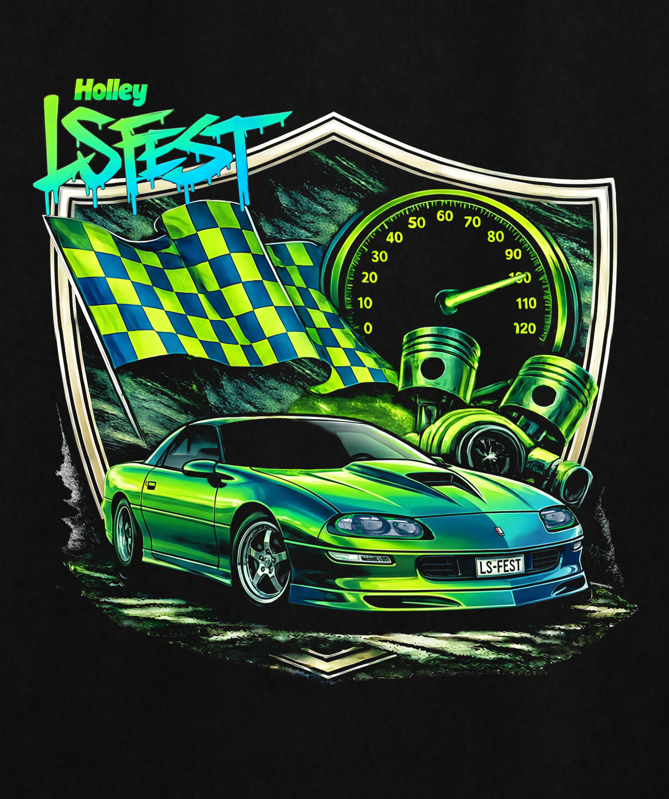 11. LS Fest Checkered Surge Tee - Black (Adult)